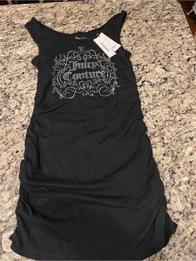 Juicy Couture Black Tank Top with Silver Rhinestone Logo